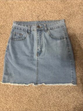 SHEIN Light Blue Denim Mini Skirt - Classic Casual Womens Size Small (4-6)